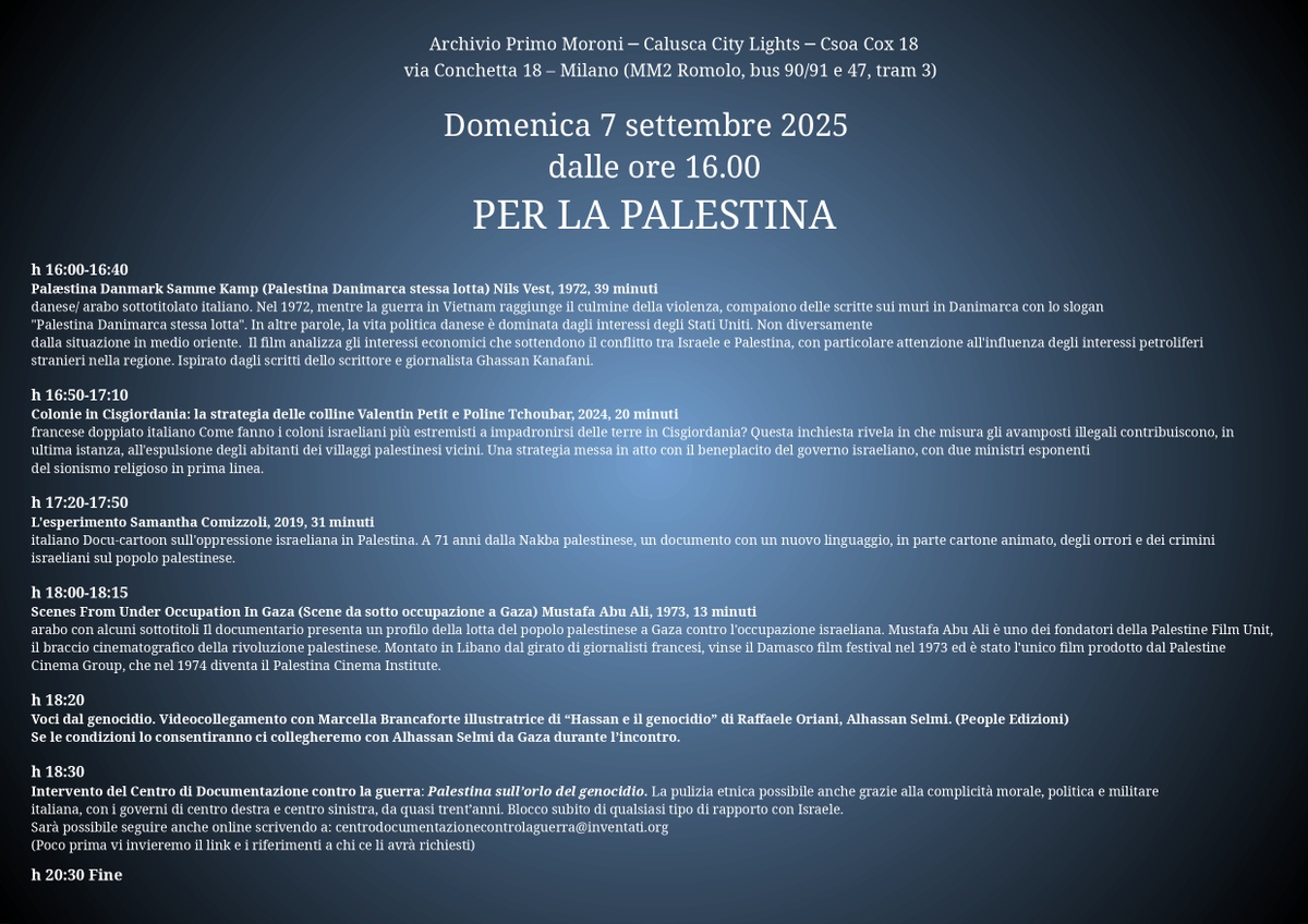 PER LA PALESTINA