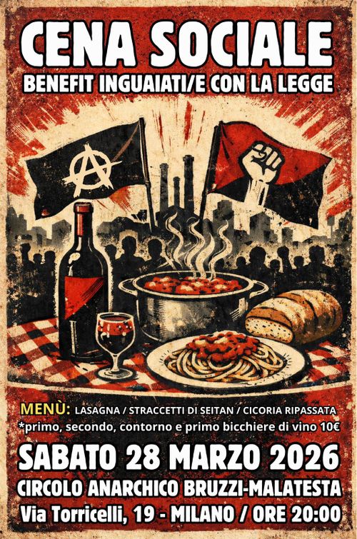 CENA SOCIALE BENEFIT INGUAIATI/E CON LA LEGGE