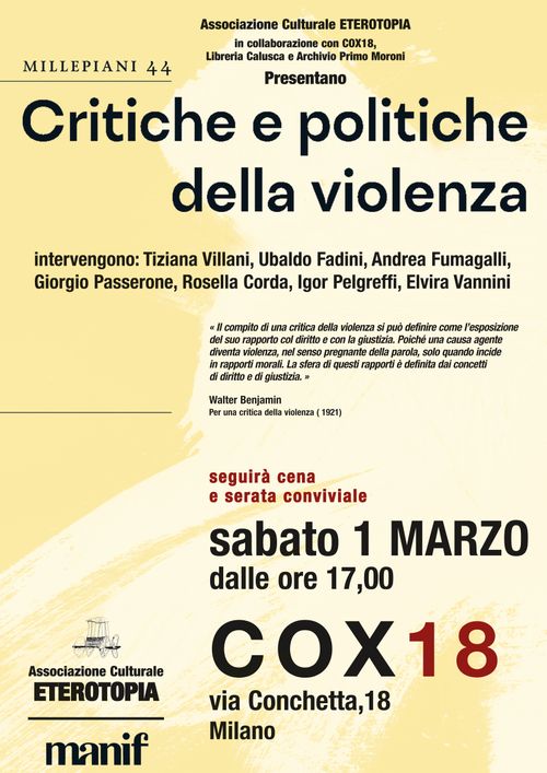 MILLEPIANI 44 – CRITICHE E POLITICHE DELLA VIOLENZA