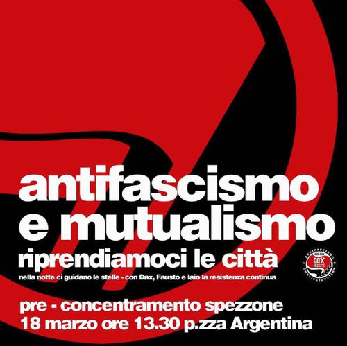 pre-concentramento Corteo nazionale antifa: spezzone antifascismo e mutualismo