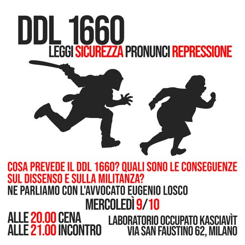 DDL 1660 - Leggi SICUREZZA, pronunci REPRESSIONE