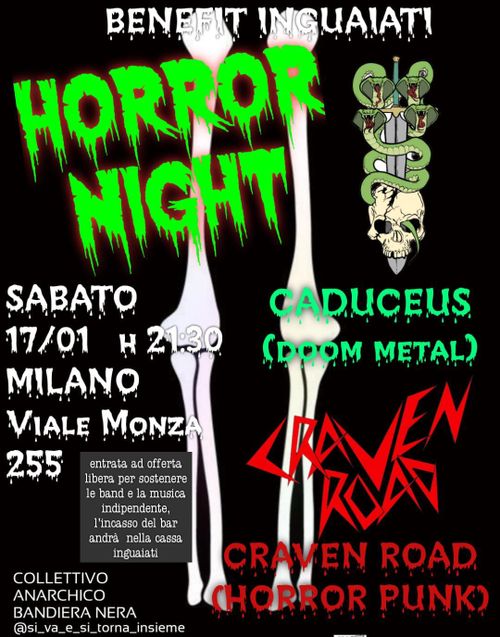 CONCERTO BENEFIT INGUAIATI - HORROR NIGHT: Caduceus + Craven Road