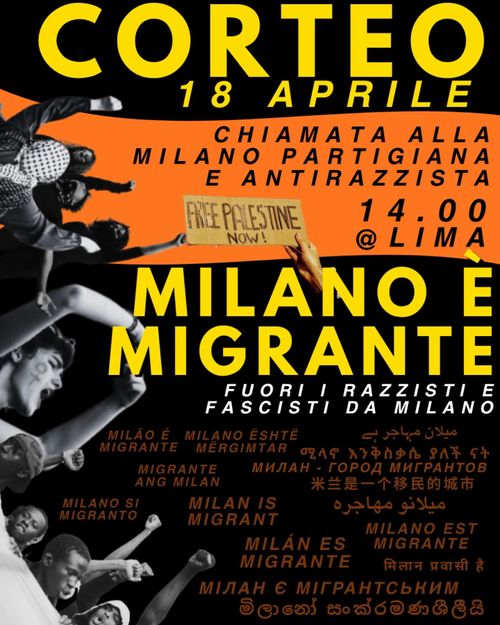 CORTEO ANTIRAZZISTA: MILANO È MIGRANTE