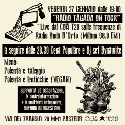 RADIO TAGADÀ ON TOUR ALLA CENA DEL VENERDÌ DI T28