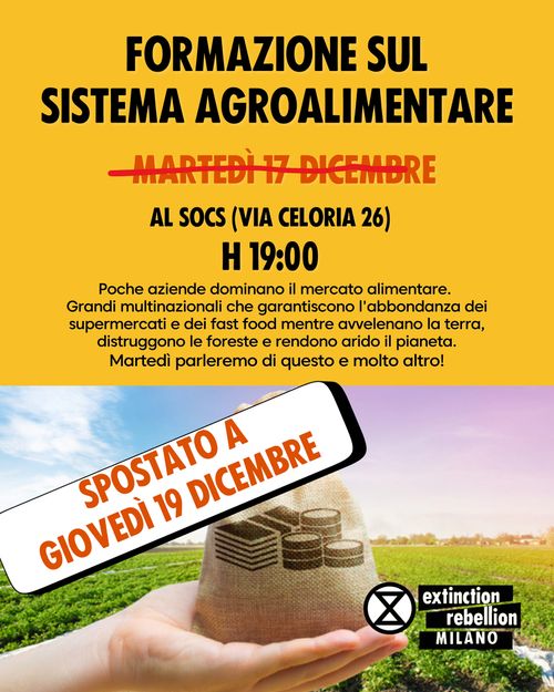 Essi ci nutrono - formazione sul sistema agroalimentare ⚠️ Rinviato al 19 dicembre ⚠️