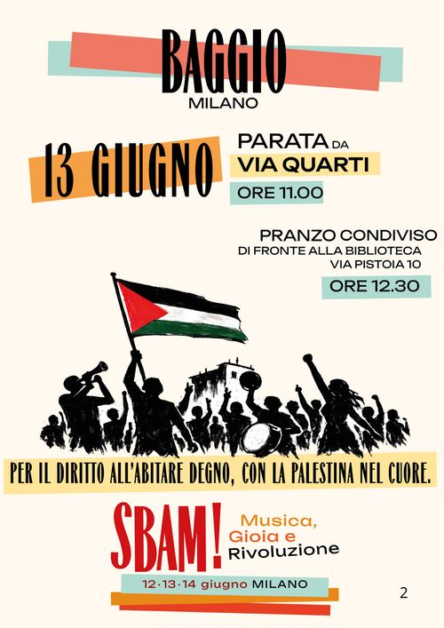 Parata musicale a Baggio: diritto all'abitare degno, con la Palestina nel cuore
