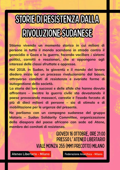 STORIE DI RESISTENZA DALLA RIVOLUZIONE SUDANESE