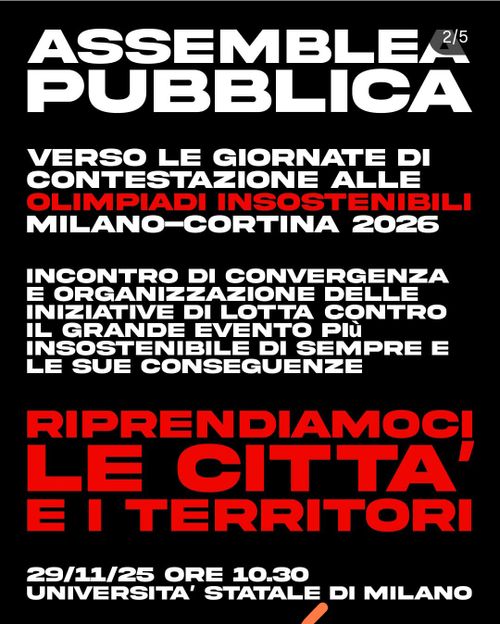 Assemblea verso le giornate di contestazione alle Olimpiadi Insostenibili Milano-Cortina 2026