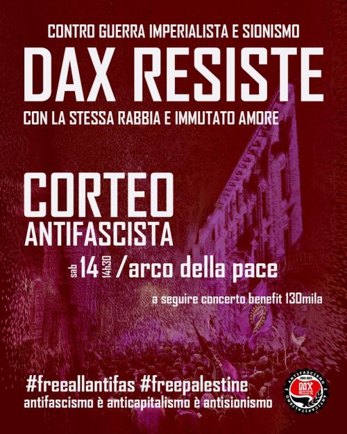 DAX RESISTE 2026 - CONTRO GUERRA IMPERIALISTA E SIONISMO - MILANO 
