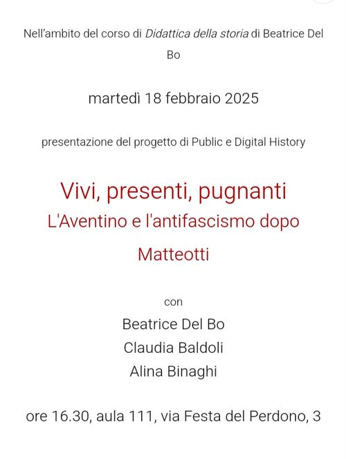 Presentazione del progetto "Vivi, Presenti, Pugnanti"