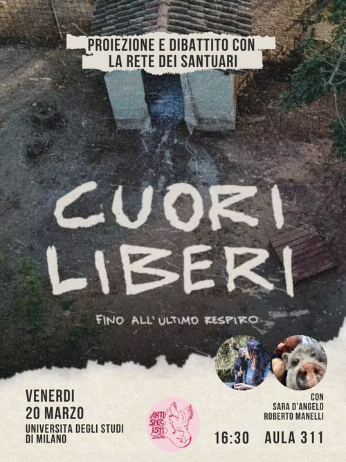 Proiezione DOCUMENTARIO "Cuori liberi" sulla REPRESSIONE POLIZIESCA e la MATTANZA dei maiali liberi avvenuta a Sairano 2023