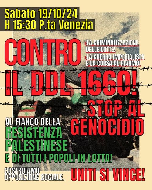 CORTEO - Per la Palestina e il Libano - Contro il DDL1660