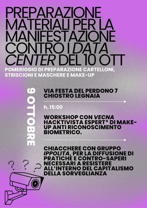 Preparazione materiali per la manifestazione contro i data center del 10 ottobre
