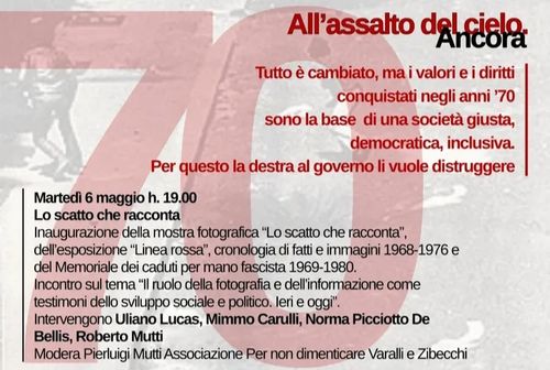 Inaugurazione della mostra fotografica "Lo scatto che racconta" RACCONTARE GLI ANNI SETTANTA È PARLARE DI OGGI