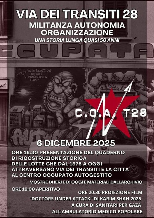VIA dei TRANSITi 28 - MILITANZA AUTONOMIA ORGANIZZAZIONE
