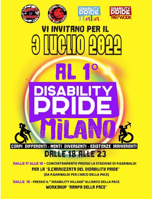 Disability Pride 3 luglio - ore 17 a Garibaldi, 18 Arco della Pace