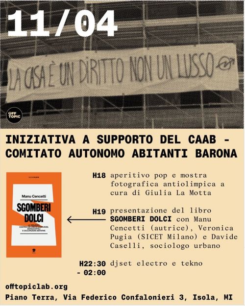 Serata in solidarietà con l’ex CAAB