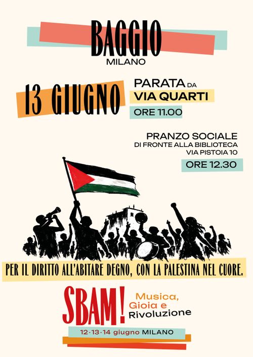 Parata musicale a Baggio: diritto all'abitare degno, con la Palestina nel cuore