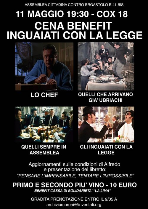 CENA BENEFIT INGUAIATI CON LA LEGGE