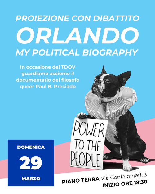 TDOV: CINEFORUM SU "ORLANDO" DI PRECIADO