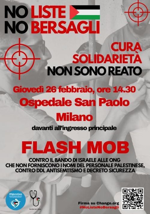 NO LISTE NO BERSAGLI - CURA SOLIDARIETA' NON SONO REATO - FLASH MOB c/o OSPEDALE SAN PAOLO