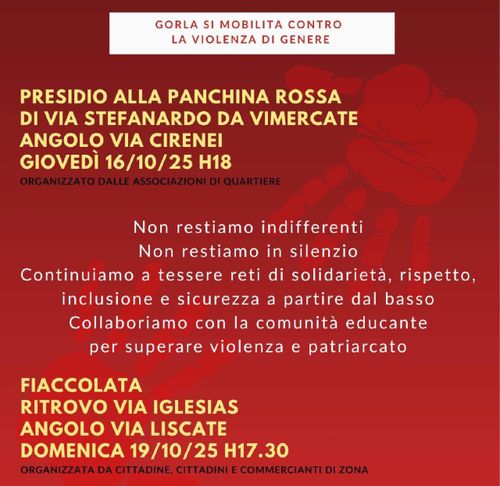 MILANO: FEMMINICIDIO PAMELA GENINI. GORLA SI MOBILITA CONTRO LA VIOLENZA DI GENERE