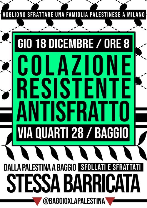 Colazione antisfratto a Baggio