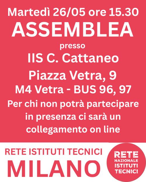 Assemblea snodo milanese Rete Istituti Tecnici 