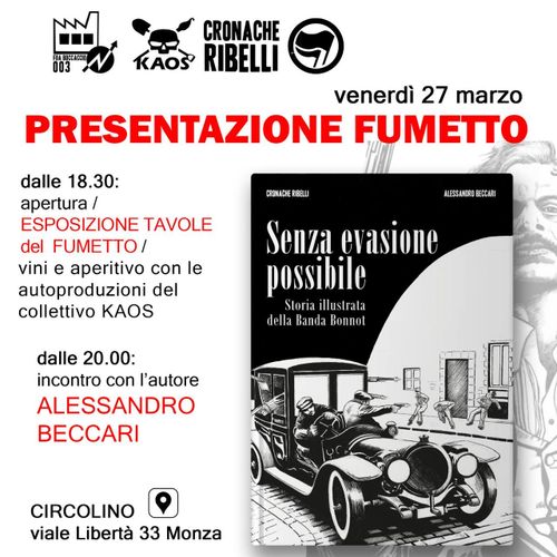 Aperitivo by KAOS + Presentazione del fumetto “Senza evasione possibile" | Monza | 27 Marzo