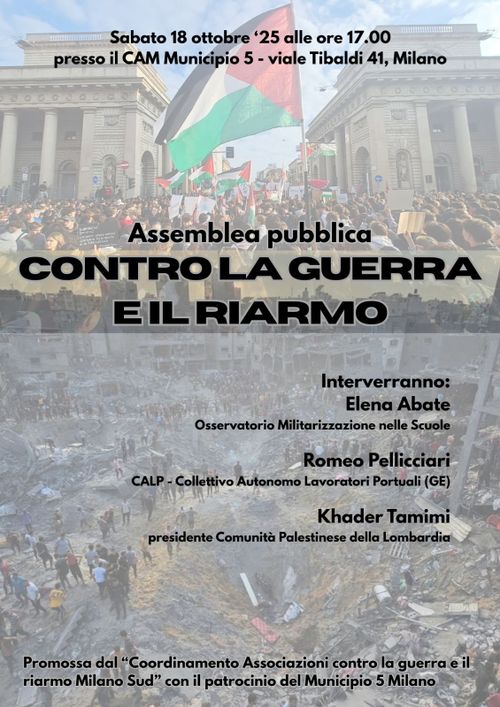 🇵🇸 CONTRO LA GUERRA E IL RIARMO - assemblea pubblica territoriale  🇵🇸