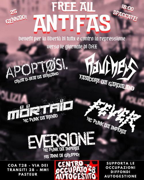 Concerto Benefit FREE ALL ANTIFAS matinée @ COA T28 