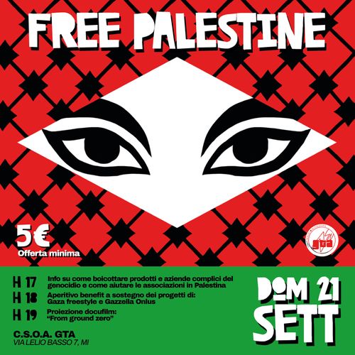 BENEFIT: FREE PALESTINE! Aperitivo, info e docufilm