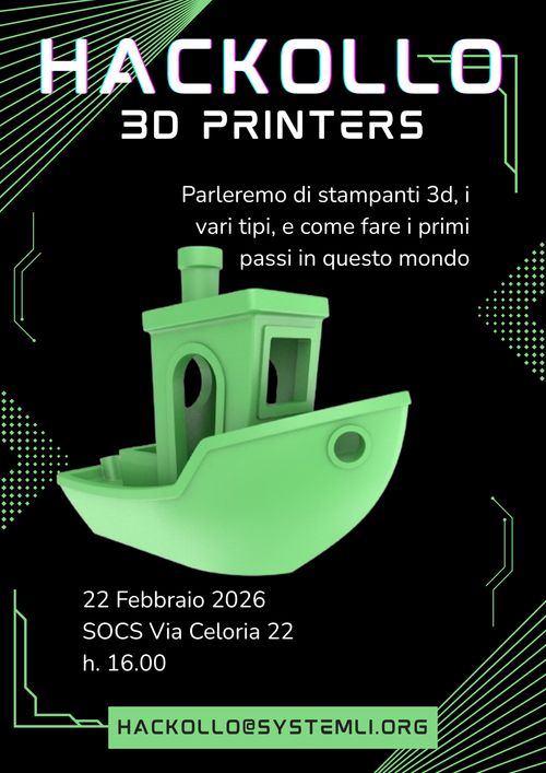 👾 HACKOLLO FEBBRAIO // 3D PRINTERS 👾