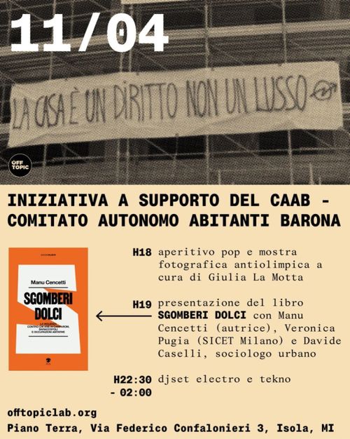 Serata in solidarietà con l’ex CAAB