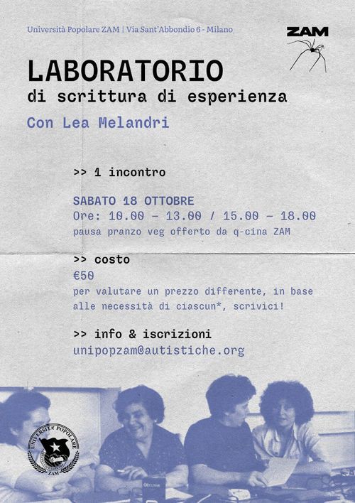 ✍️ LABORATORIO di scrittura di esperienza con Lea Melandri ✍️