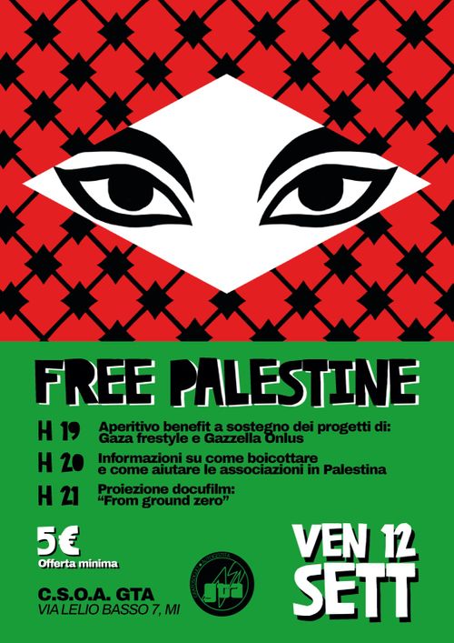 🇵🇸🇵🇸 FREE PALESTINE! Serata a sostegno dei progetti di Gaza FREEstyle e Gazzella onlus