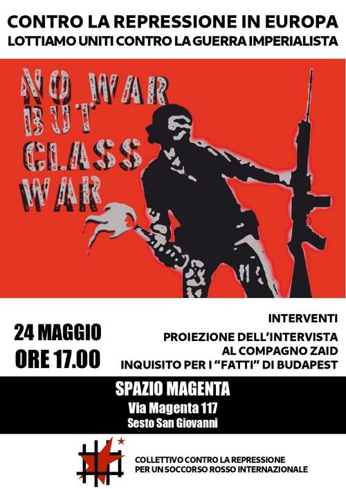 Contro la repressione in Europa- Lottiamo uniti contro la guerra imperialista