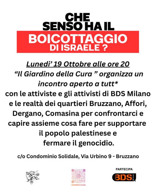 Che senso ha il boicottaggio di Israele: incontro con attivist@ di BDS