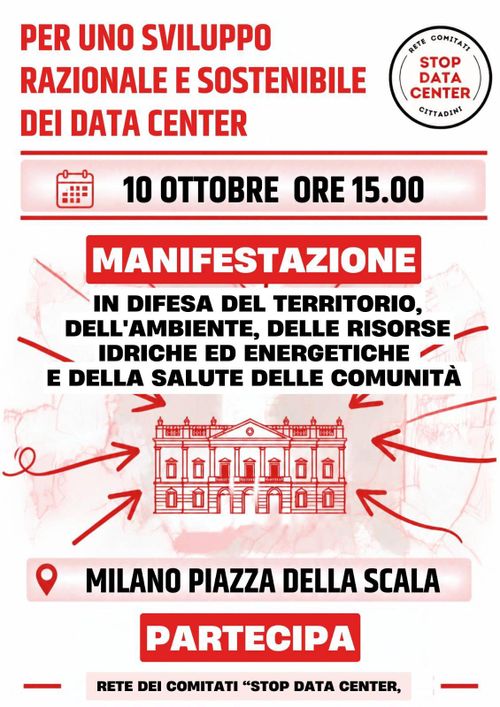 MANIFESTAZIONE - PER UNO SVILUPPO RAZIONALE E SOSTENIBILE DEI DATACENTER