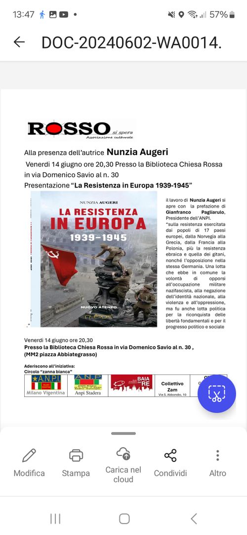 "La resistenza in Europa dal 1939-1945 "