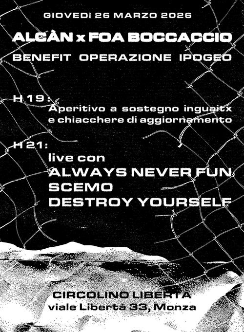 ALCÀN x FOA BOCCACCIO benefit Operazione Ipogeo