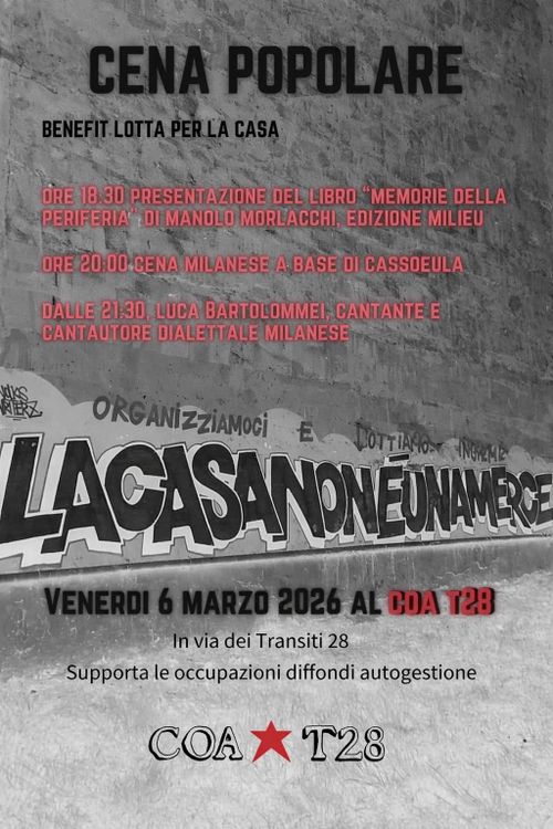 Cena popolare + presentazione libro "Memorie della periferia"