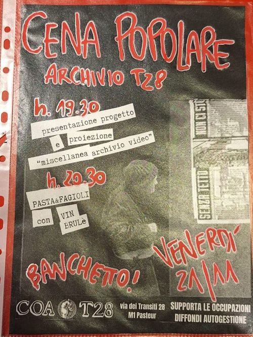 CENA Pop a sostegno dell'ARCHIVIO T28